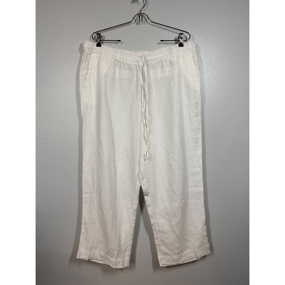 Charter Club Pants - Charter Club 100% Linen Pant Women's XL White‎ Luxury 100% Linen Pull-On Crop